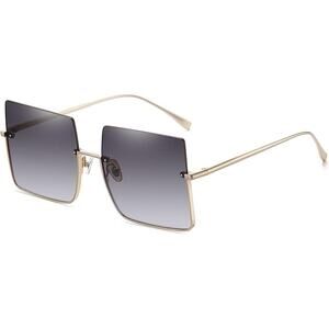 Gray Oversized Square Sunglasses Rimless, Gradient, Fashionable & UV Protection